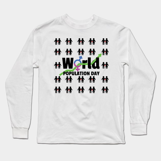 World Population Day Long Sleeve T-Shirt by Khenyot